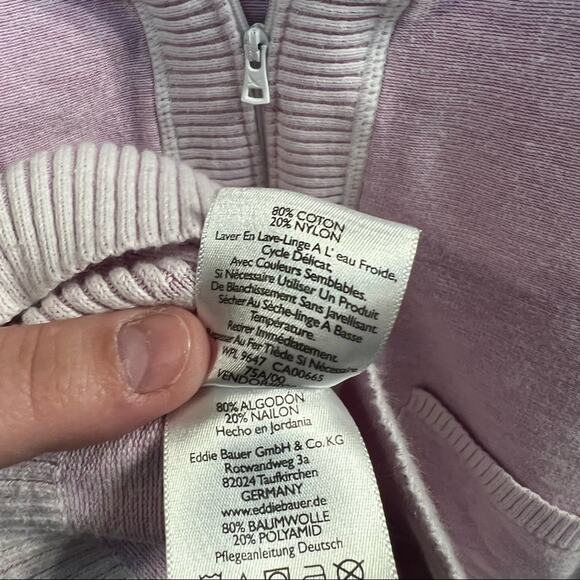 Eddie Bauer Half Zip Pink Wash Cardigan w/ Pockets Size Small - Picture 9 of 9